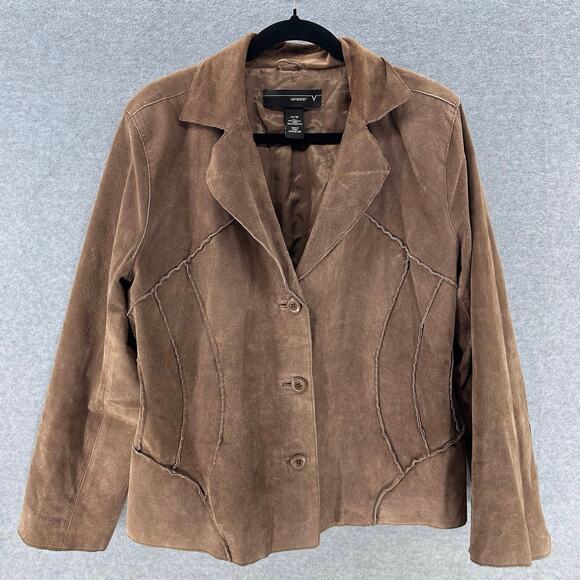 Venezia Woman sz 14/16 Suede Leather Button Down Jacket BOHO Traditional Western - Picture 2 of 9